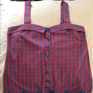 Kenzie Girl 100% Cotton Plaid Tie Blouse